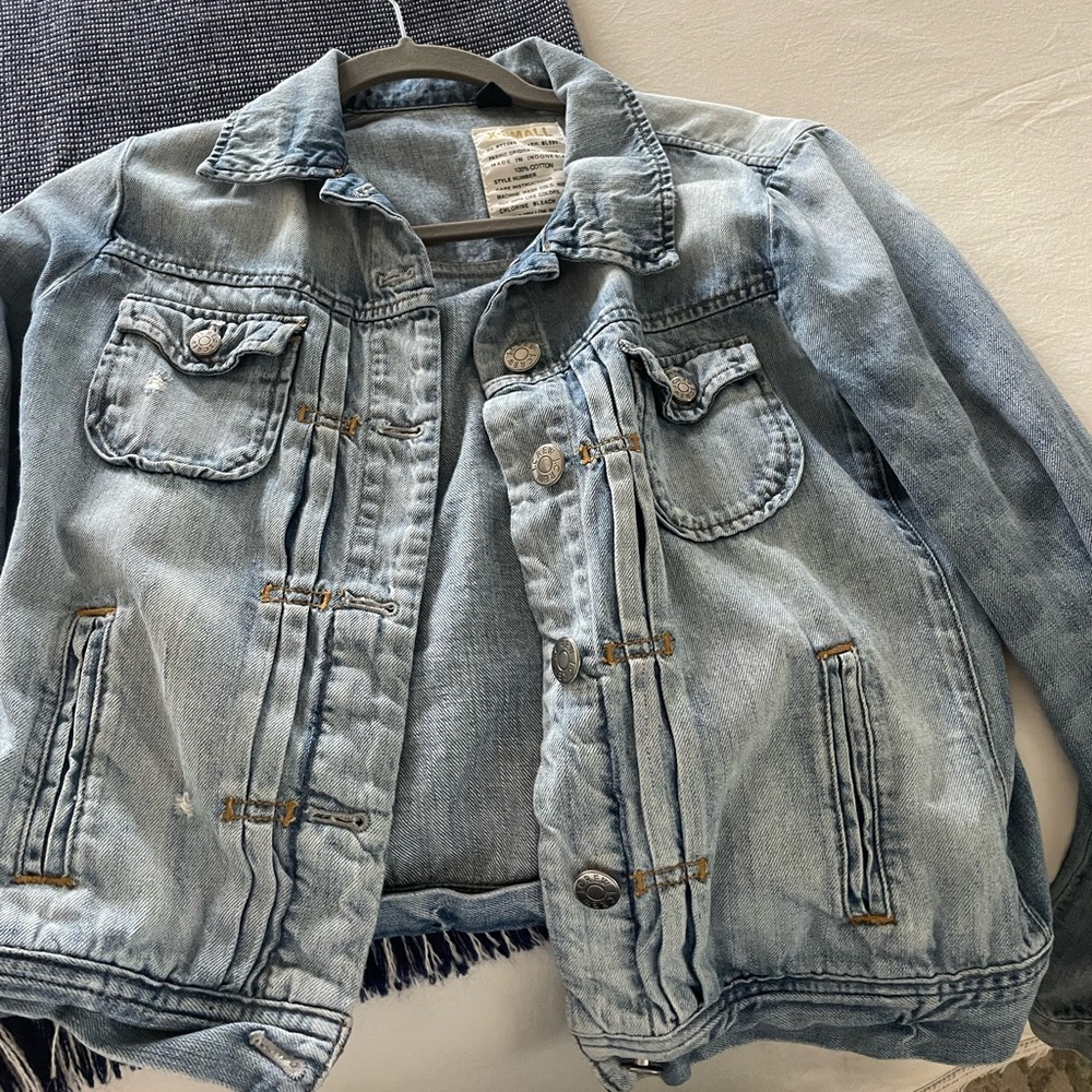 Distressed Jcrew jean jacket